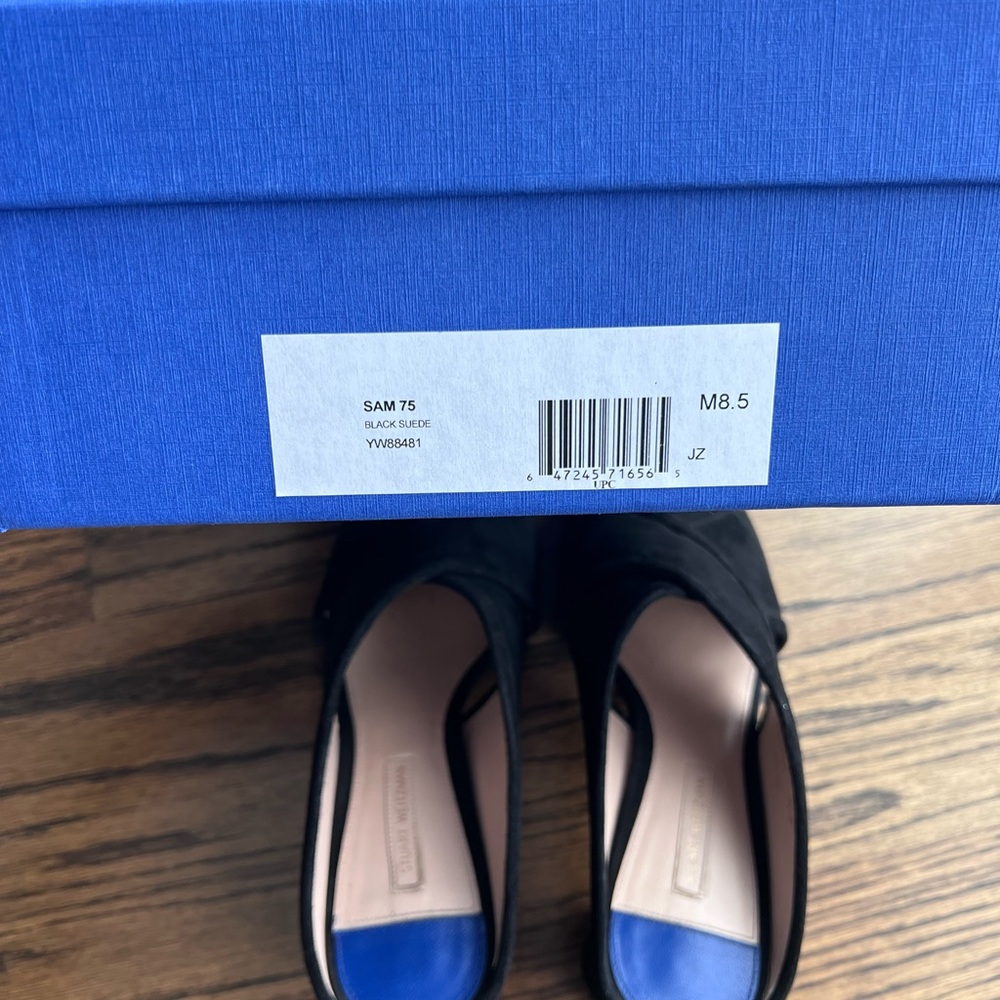 Stuart Weitzman Black Peep-Toe Heels